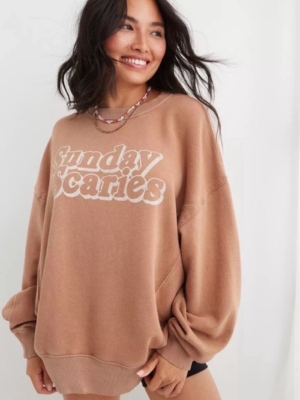 Aerie The Chill Crewneck Sweatshirt 'Sunday Scaries' oversized sweater XS Comfy
